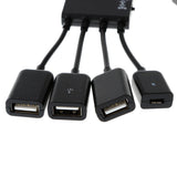 Maxbell 4 in 1 Micro USB Hub Male to Female Three USB 2.0 Host OTG Adapter Cable