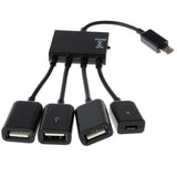 Maxbell 4 in 1 Micro USB Hub Male to Female Three USB 2.0 Host OTG Adapter Cable