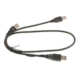 Max Dual USB 2.0 Male to Standard B Male Y Cable 70cm for Hard Disk Drive  Black