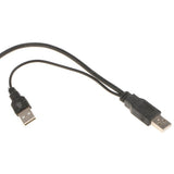 Max Dual USB 2.0 Male to Standard B Male Y Cable 70cm for Hard Disk Drive  Black