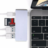 Maxbell Type-C to USB3.0 Data Hub Adapter Multi Port Charging Data Converter  Silver