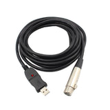Maxbell USB Microphone Cable USB Male-Female Mic Converter Studio Audio Line-Black