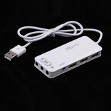 Max 3Port USB2.0 Hub & External 7.1Channel Sound Card Mic Adapter for PC white