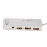 Max 3Port USB2.0 Hub & External 7.1Channel Sound Card Mic Adapter for PC white