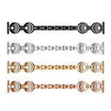 Max Stainless Steel Crystal Moon Sun Watch Band for Fitbit Versa Watch Black
