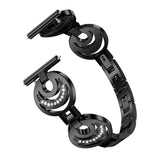 Max Stainless Steel Crystal Moon Sun Watch Band for Fitbit Versa Watch Black