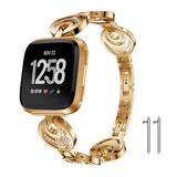 Max Stainless Steel Crystal Moon Sun Watch Band for Fitbit Versa Watch Golden