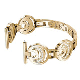Max Stainless Steel Crystal Moon Sun Watch Band for Fitbit Versa Watch Golden