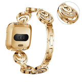 Max Stainless Steel Crystal Moon Sun Watch Band for Fitbit Versa Watch Golden