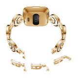 Max Stainless Steel Crystal Moon Sun Watch Band for Fitbit Versa Watch Golden