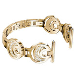 Max Stainless Steel Crystal Moon Sun Watch Band for Fitbit Versa Watch Golden