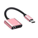 Max 2in 1 USB Type C to 3.5mm Headphone Audio Jack Charging Cable Adapter Pink