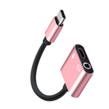 Max 2in 1 USB Type C to 3.5mm Headphone Audio Jack Charging Cable Adapter Pink