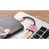 Max 2in 1 USB Type C to 3.5mm Headphone Audio Jack Charging Cable Adapter Pink