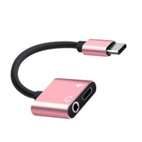 Max 2in 1 USB Type C to 3.5mm Headphone Audio Jack Charging Cable Adapter Pink