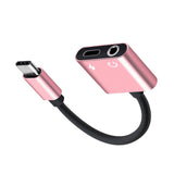 Max 2in 1 USB Type C to 3.5mm Headphone Audio Jack Charging Cable Adapter Pink