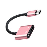 Max 2in 1 USB Type C to 3.5mm Headphone Audio Jack Charging Cable Adapter Pink