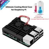 Max Dual Fan Cooler Fan Heatsink with Metal Case for Raspberry Pi 3B+/3B/2B+/2B