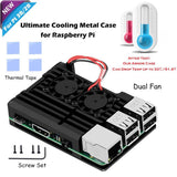 Max Dual Fan Cooler Fan Heatsink with Metal Case for Raspberry Pi 3B+/3B/2B+/2B
