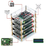 Max 5-Layer Clear Case Enclosure with Cooling Fan for Raspberry Pi
