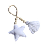 Wooden Tassel Pendant Bed Net Tieback Wall Ornament White Star