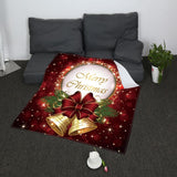 Christmas Blanket Double Fleece w/ Xmas Print Soft Warm Sofa Throw Blanket 19#