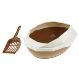 Maxbell Cat Litter Box Tray Anti Splash Toilet Coffee + Pet Mat Litter Pad & Shovel