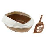 Maxbell Cat Litter Box Tray Anti Splash Toilet Coffee + Pet Mat Litter Pad & Shovel