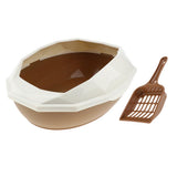Maxbell Cat Litter Box Tray Anti Splash Toilet Coffee + Pet Mat Litter Pad & Shovel