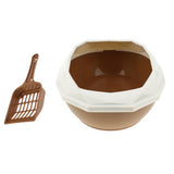 Maxbell Cat Litter Box Tray Anti Splash Toilet Coffee + Pet Mat Litter Pad & Shovel