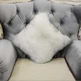 45x45cm Artificial Wool Soft Plush Sofa Pillow Case Cushion Cover White+Gray