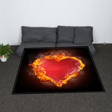 Valentine Themed Blanket Double Flannel Soft Warm Sofa Throw Blanket Heart on Fire