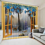 Maxbell 2Pcs Landscape Scenery Window Door Curtains Blinds 3D Printed Decoration 8#