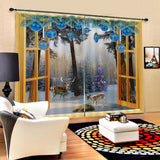 Maxbell 2Pcs Landscape Scenery Window Door Curtains Blinds 3D Printed Decoration 8#