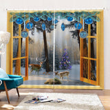Maxbell 2Pcs Landscape Scenery Window Door Curtains Blinds 3D Printed Decoration 8#