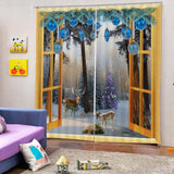 Maxbell 2Pcs Landscape Scenery Window Door Curtains Blinds 3D Printed Decoration 8#