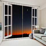 Maxbell 2Pcs Landscape Scenery Window Door Curtains Blinds 3D Printed Decoration 9#