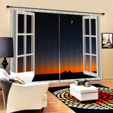 Maxbell 2Pcs Landscape Scenery Window Door Curtains Blinds 3D Printed Decoration 9#