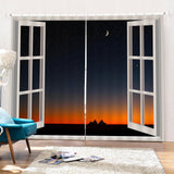 Maxbell 2Pcs Landscape Scenery Window Door Curtains Blinds 3D Printed Decoration 9#