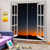 Maxbell 2Pcs Landscape Scenery Window Door Curtains Blinds 3D Printed Decoration 9#