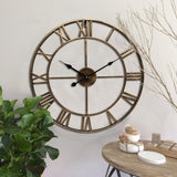 Vintage Round Retro Time Big Display Clock Mechanism Wall Clock Quartz Gold