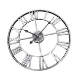 Vintage Round Retro Time Big Display Clock Mechanism Wall Clock Quartz Silver