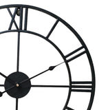 Vintage Round Retro Time Big Display Clock Mechanism Wall Clock Quartz Black