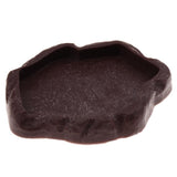 Maxbell Reptile Tortoise Gecko Feeding Bowl Food Water Resin Dish Bowl Brown S