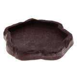 Maxbell Reptile Tortoise Gecko Feeding Bowl Food Water Resin Dish Bowl Brown S