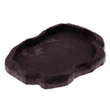 Maxbell Reptile Tortoise Gecko Feeding Bowl Food Water Resin Dish Bowl Brown M