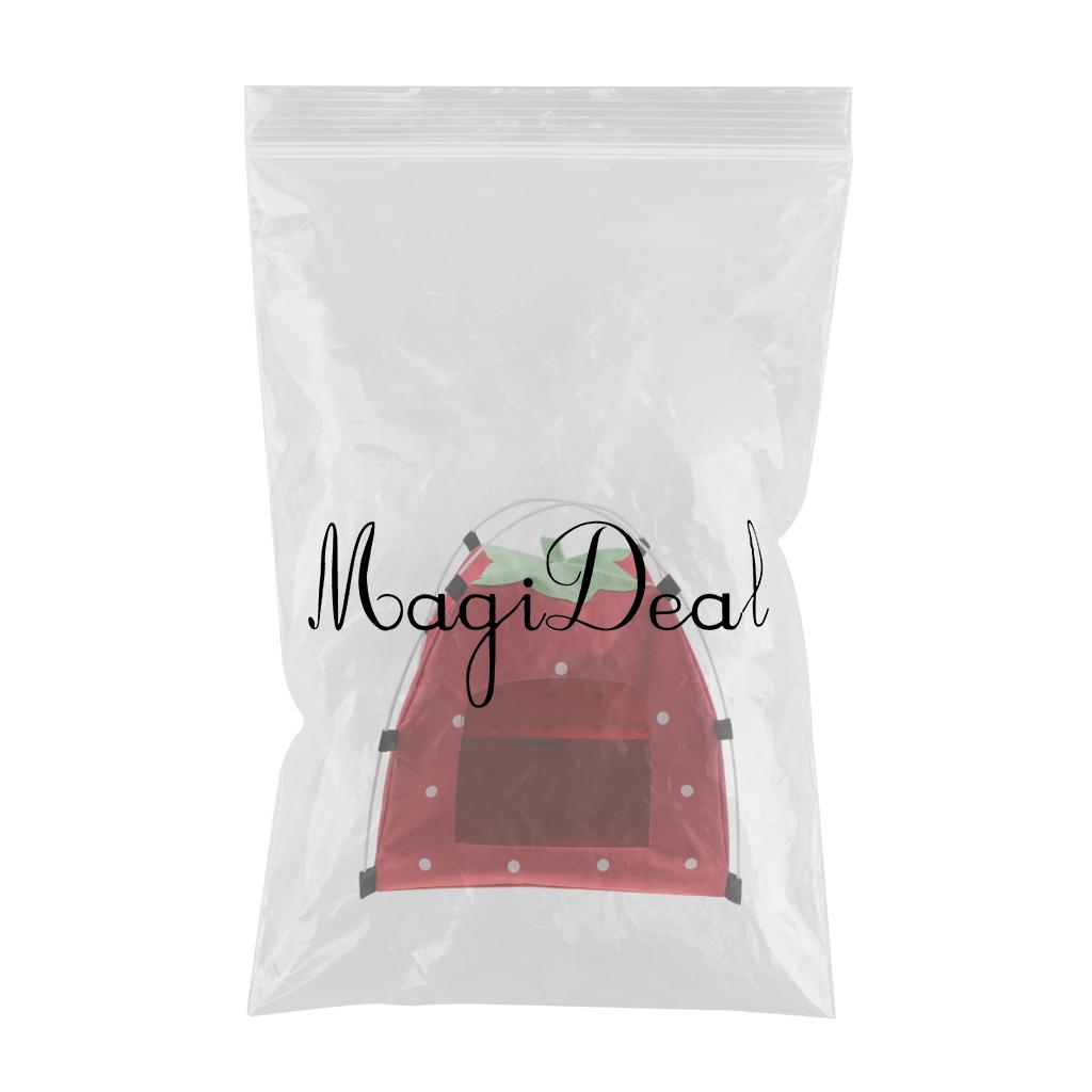 Maxbell Strawberry Doghouse Cute Puppy Cat Cave Pet House for Small Animals  Red