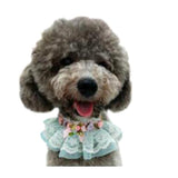 Maxbell Adjustable Lace Pet Dog Puppy Cat Neck Scarf Bandana Leather Collar Blue