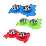 Maxbell No-Spill and Non-Skid Pet Double Bowl Dog Cat Food Water Feeder  Blue