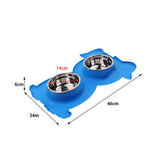 Maxbell No-Spill and Non-Skid Pet Double Bowl Dog Cat Food Water Feeder  Blue